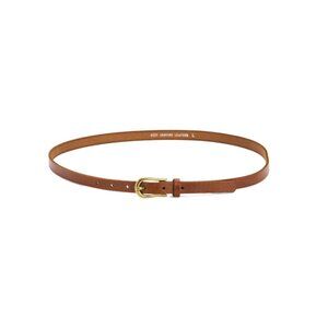 MOST WANTED Tan Leather Basic Skinny Belt With Simple Equestrian Buckle